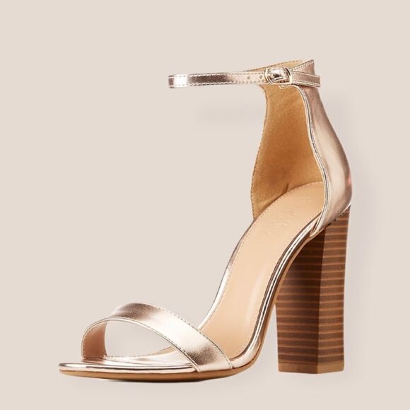 Chic Champagne Metallic Ankle Strap Sandals - Picture 6 of 7